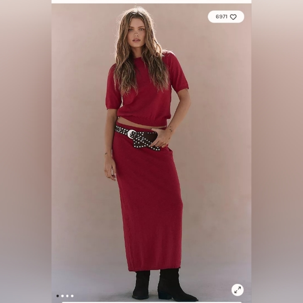 Free People Isabella Skirt Set - Deep Cherry L